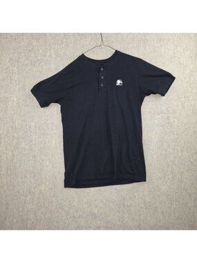 Taco Bell Mens Small Black Henley T-Shirt Colorful Graphic Back Cotton Blend